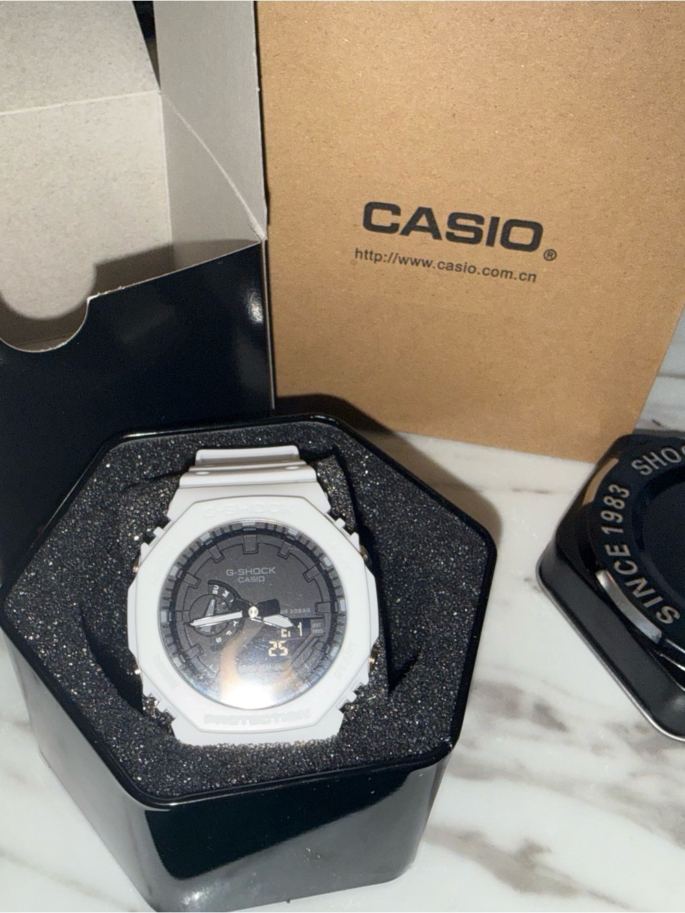 Casio G-Shock White and Black Analog-Digital Watch